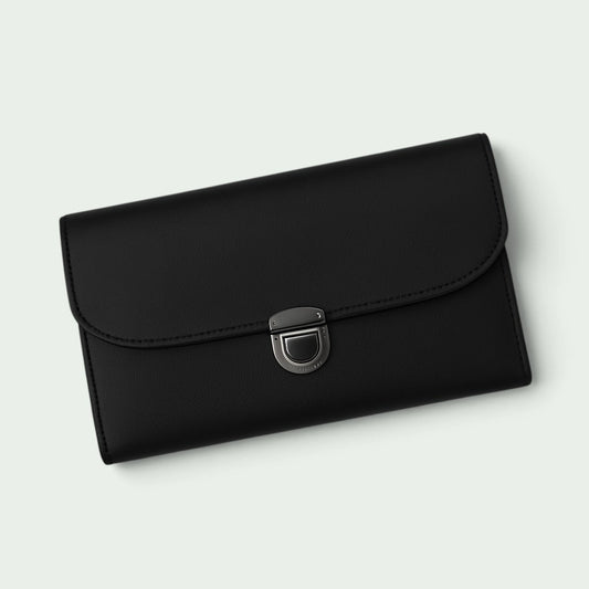 Schneckenschmiede Standard Portemonnaie in elegantem Schwarz mit silbernem Steckverschluss und hochwertiger Optik